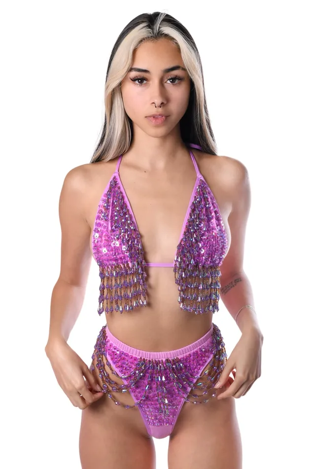 Earrings THE LUMI SHOP Hand Stitched Sequin Cheeky Bottoms Lilac Dreams