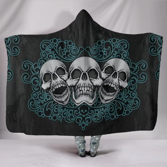 Earrings wcfulfillment 3 Skulls Hooded blanket