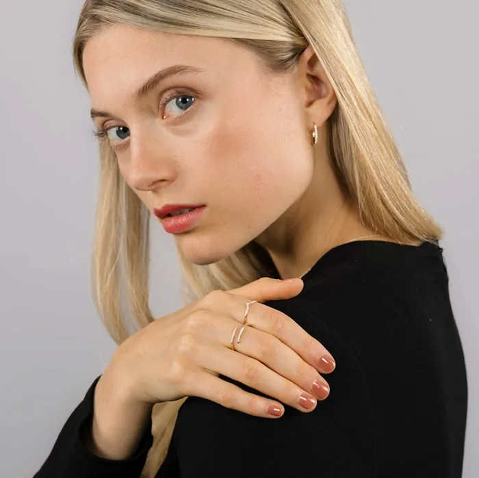 fejn PWD new diamond huggie solid gold Earrings