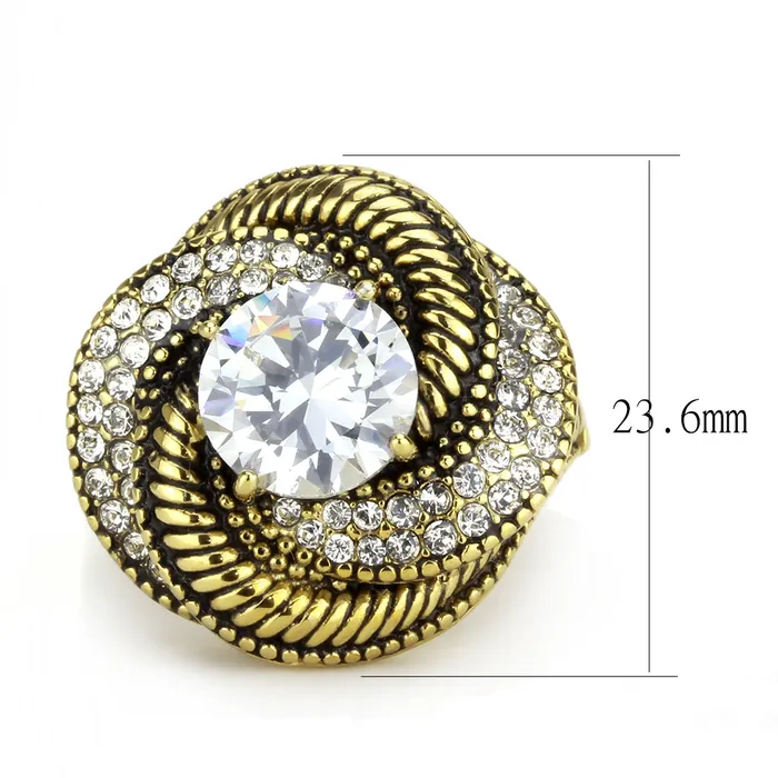 Green Rings CJ3714 Wholesale Womens Stainless Steel IP Gold AAA Grade CZ Clear Spiral Ring Green Rings CJ3714 Wholesale Womens Stainless Steel IP Gold AAA Grade CZ Clear Spiral Ring