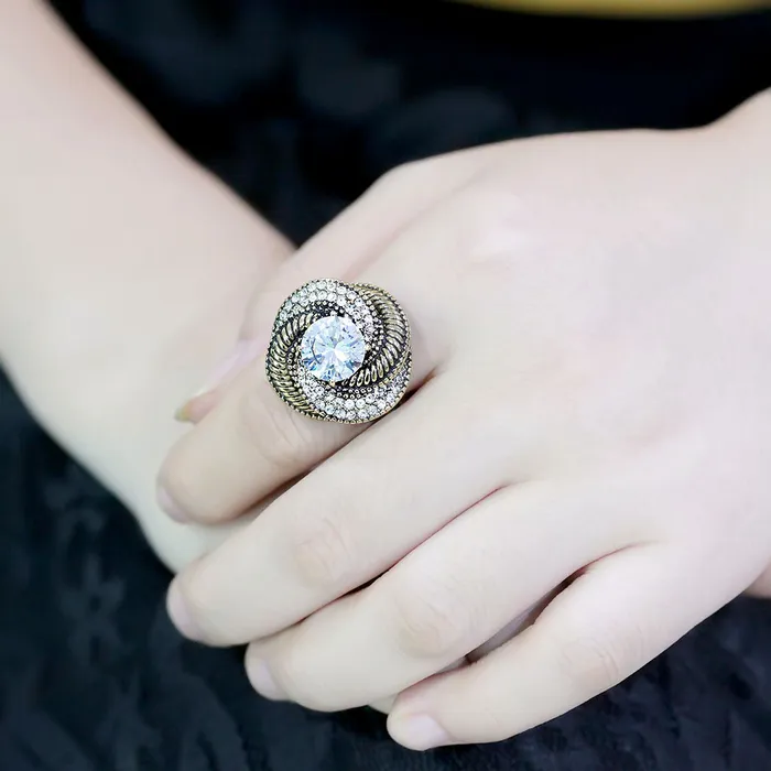 Green Rings CJ3714 Wholesale Womens Stainless Steel IP Gold AAA Grade CZ Clear Spiral Ring Green Rings CJ3714 Wholesale Womens Stainless Steel IP Gold AAA Grade CZ Clear Spiral Ring