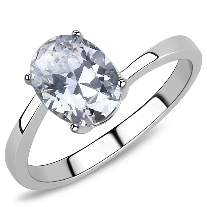 Green Rings CJE3433 Wholesale Womens Stainless Steel Clear AAA Grade CZ Oval Ring Green Rings CJE3433 Wholesale Womens Stainless Steel Clear AAA Grade CZ Oval Ring