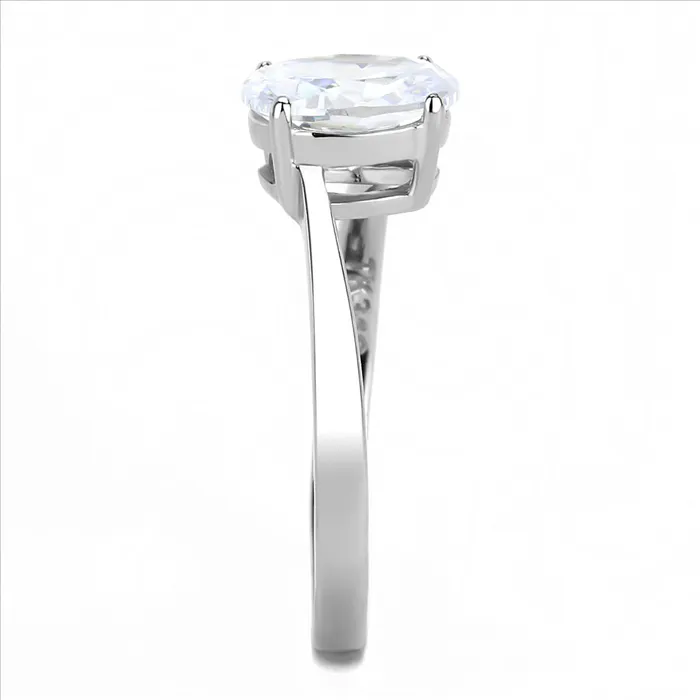 Green Rings CJE3433 Wholesale Womens Stainless Steel Clear AAA Grade CZ Oval Ring Green Rings CJE3433 Wholesale Womens Stainless Steel Clear AAA Grade CZ Oval Ring