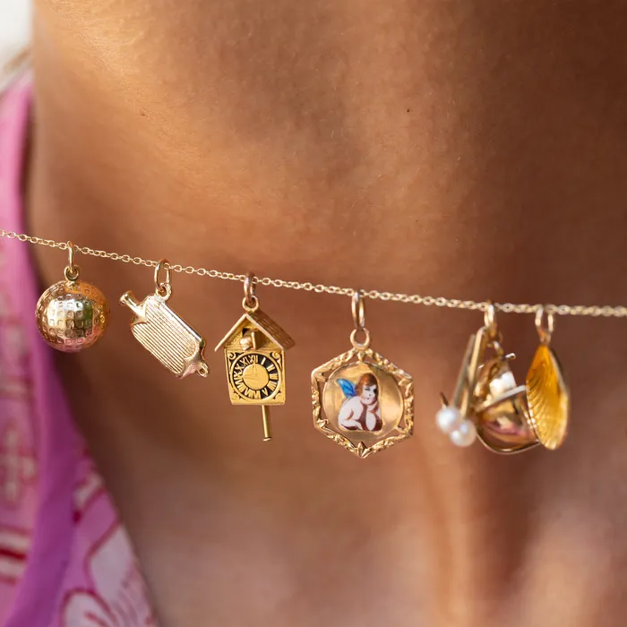 Movable Cuckoo Clock 14k Gold And Enamel Charm Vintage Earrings
