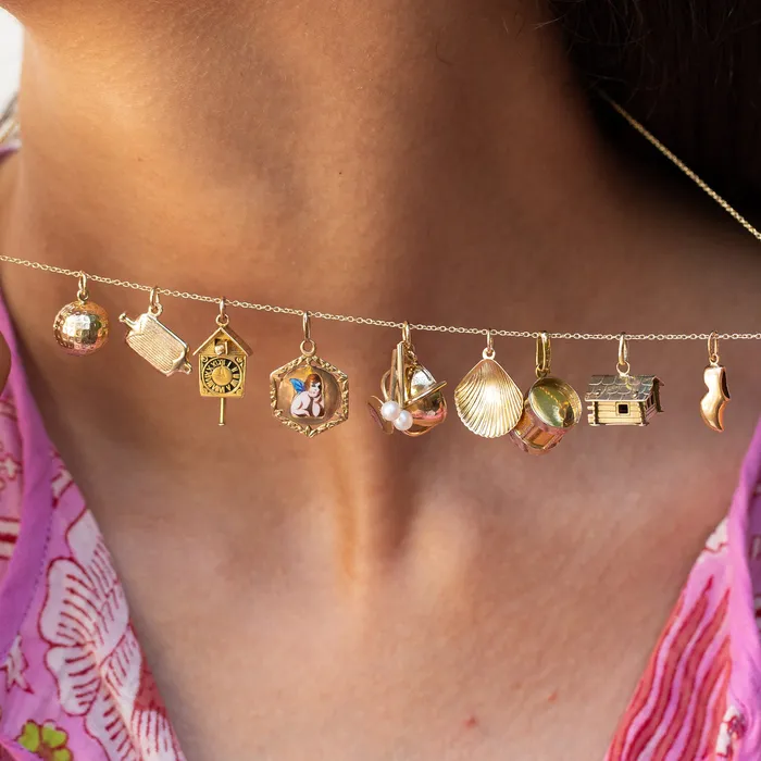 Movable Cuckoo Clock 14k Gold And Enamel Charm Vintage Earrings