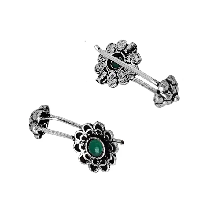 Necklaces Teejh Teejh Idika Silver Oxidised Clip On Bugadi Necklaces Teejh Teejh Idika Silver Oxidised Clip On Bugadi