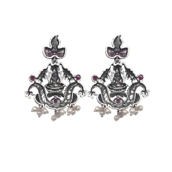 Necklaces Teejh Teejh Saanvi Red Stone Temple Work Necklace Set Necklaces Teejh Teejh Saanvi Red Stone Temple Work Necklace Set