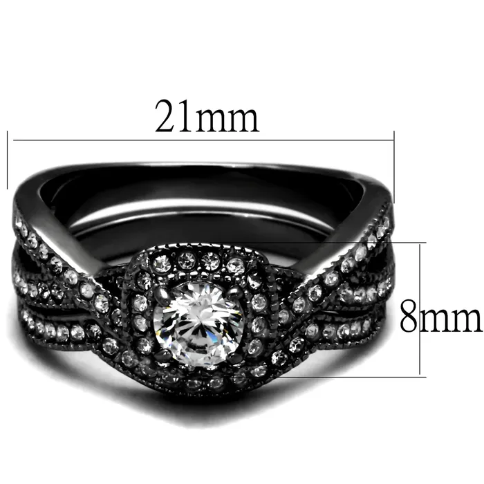 Rings CJ2296J Wholesale Womens Stainless Steel Clear AAA Grade CZ Black Wedding Ring Set Green Rings CJ2296J Wholesale Womens Stainless Steel Clear AAA Grade CZ Black Wedding Ring Set Green