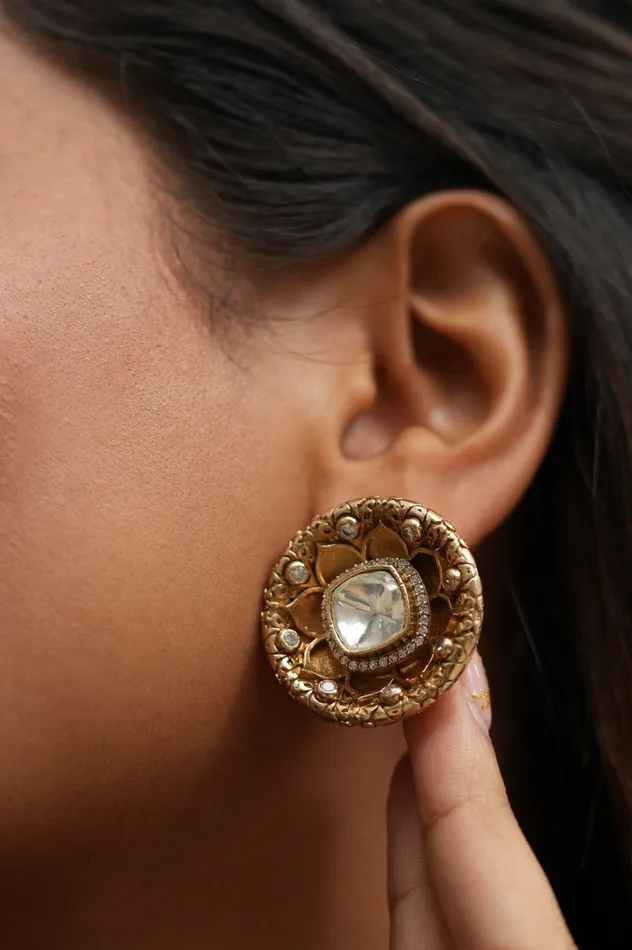 Rings Polki Floral Katori Indian Studs Attrangi