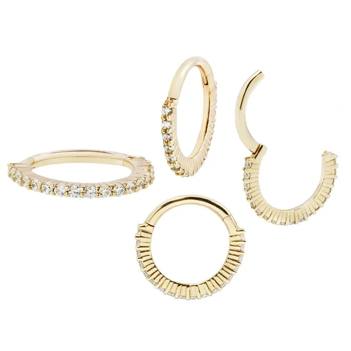 Rings Radiant Hinge Ring Clicker in Gold with CZs Buddha Jewelry Organics