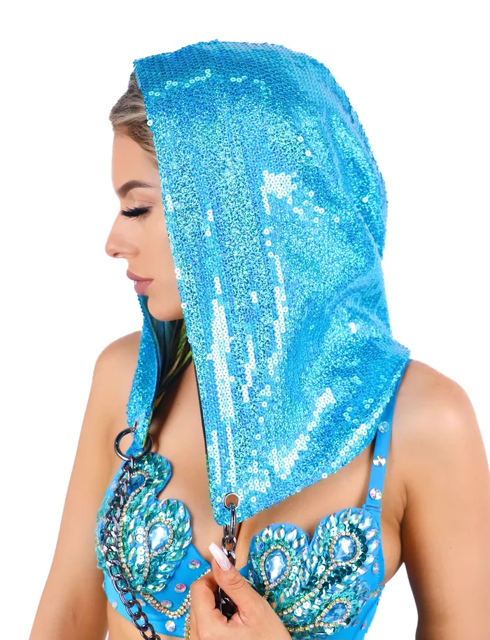 Sequin Hood Holographic Blue THE LUMi SHOP Rings