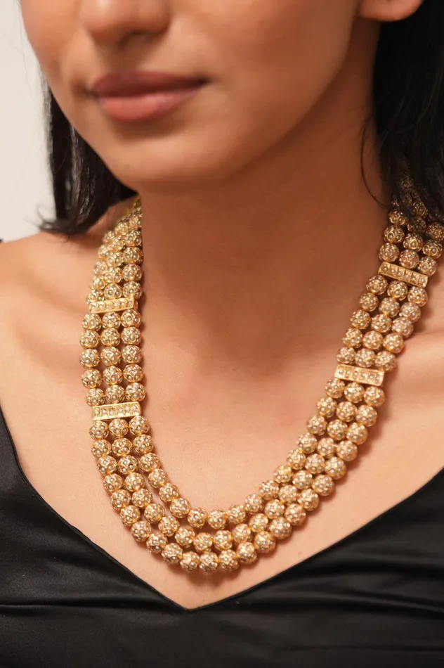 Sona Moti 3 Layer Haar Mala Necklace attrangi Necklaces