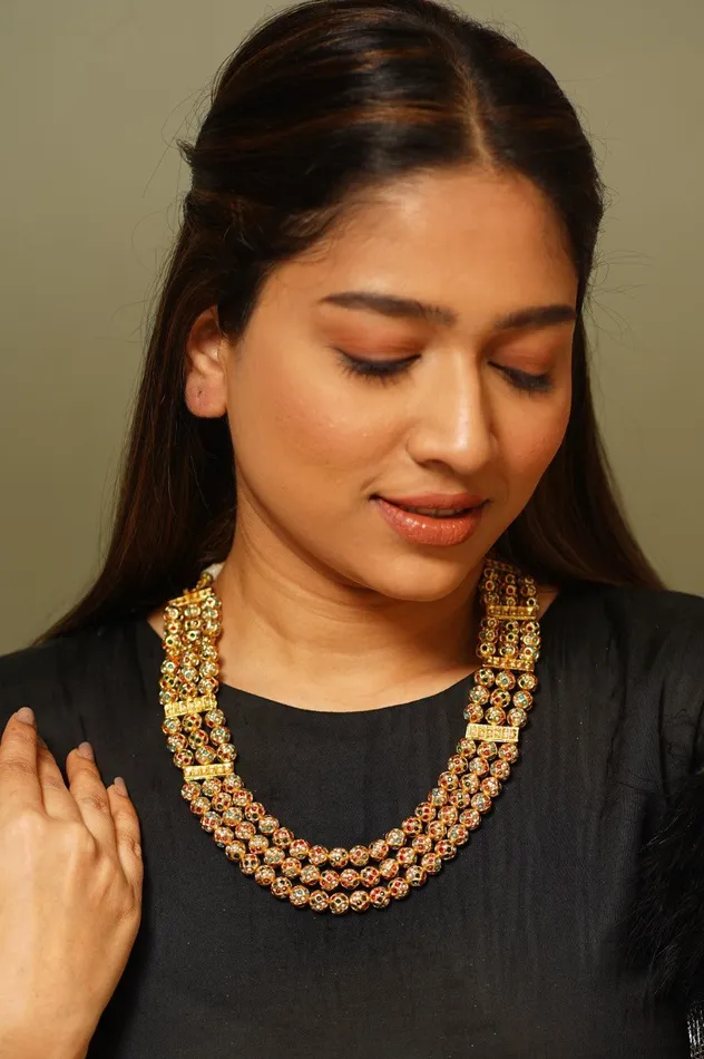 Sona Moti 3 Layer Haar Mala Necklace attrangi Necklaces