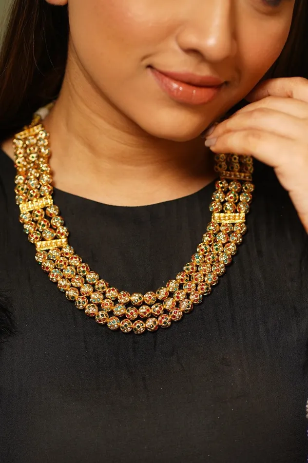 Sona Moti 3 Layer Haar Mala Necklace attrangi Necklaces
