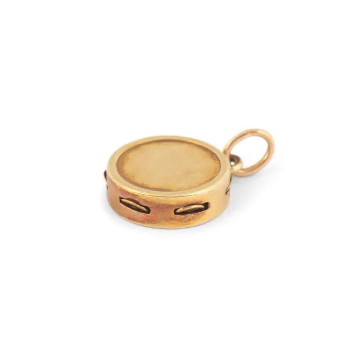 Tambourine 14k Gold Charm Vintage Earrings