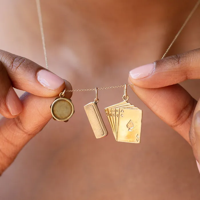 Tambourine 14k Gold Charm Vintage Earrings