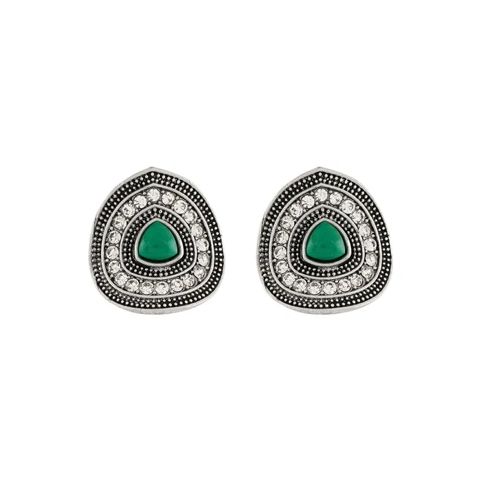 Teejh Earrings Teejh Draupadi Silver Green Stud