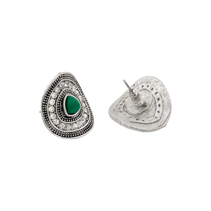 Teejh Earrings Teejh Draupadi Silver Green Stud