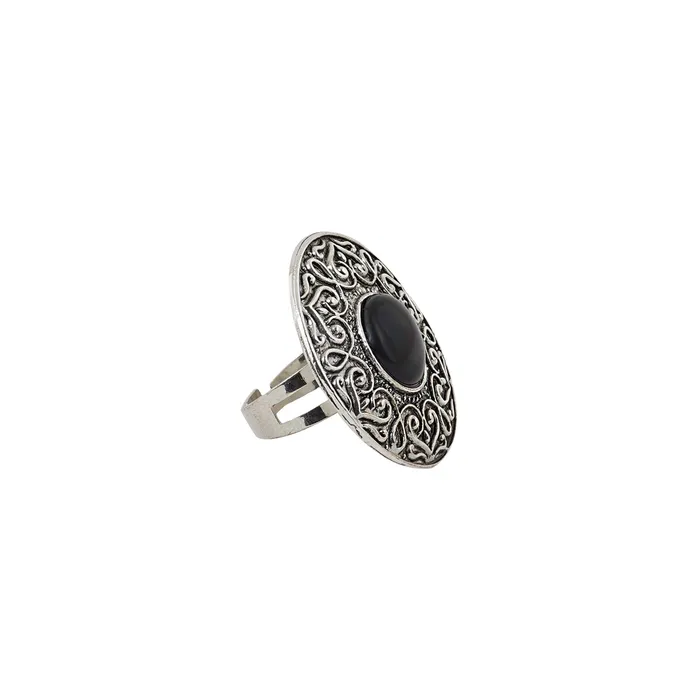 Teejh Nayana Black Stone Silver Oxidised Ring Teejh Rings