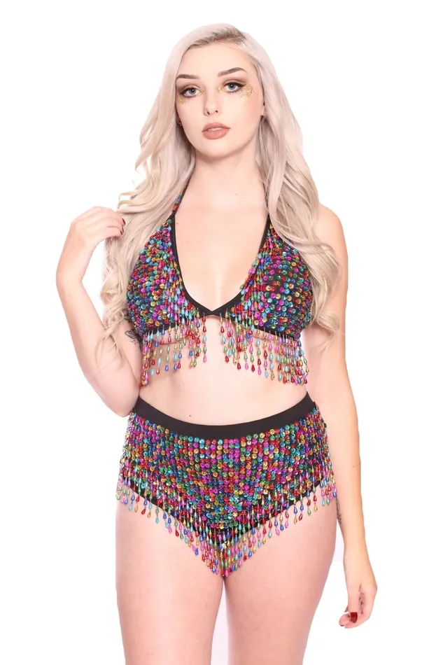THE LUMi SHOP Hand Stitched Sequin High Waisted Bottoms Lucky Charms Necklaces