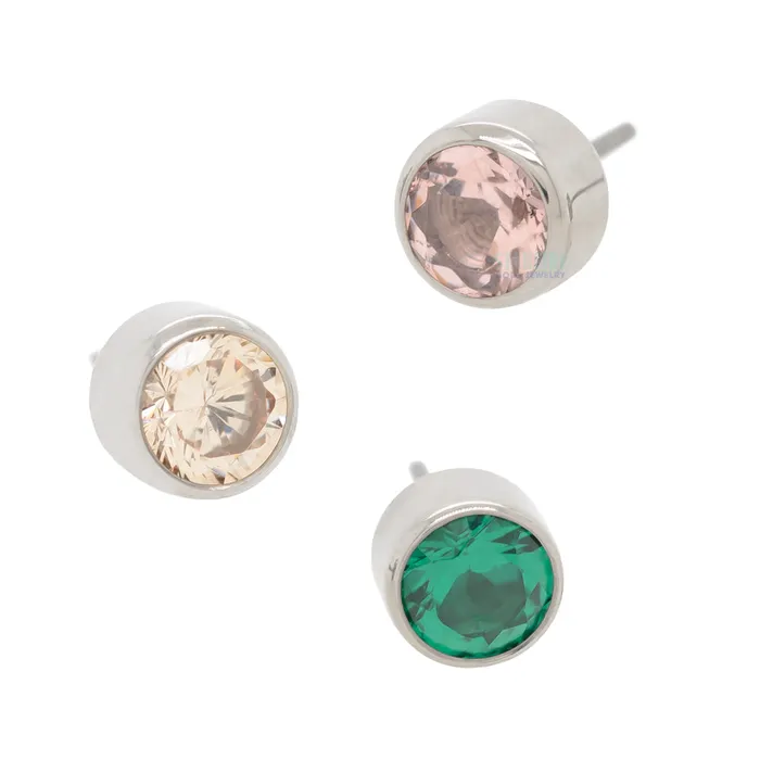 threadless 3mm BezelSet BrilliantCut Gem End Anatometal Rings