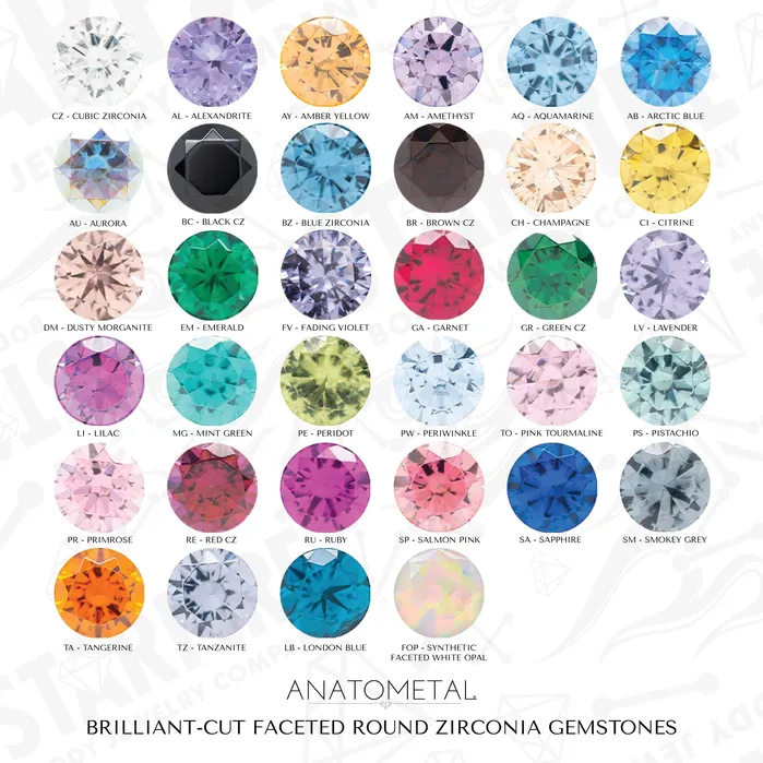 threadless 3mm BezelSet BrilliantCut Gem End Anatometal Rings