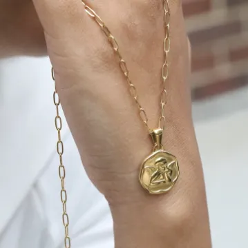 18K GoldFilled Hexagonal Cupid Pendant Necklace Jewelvers Necklaces 18K GoldFilled Hexagonal Cupid Pendant Necklace Jewelvers Necklaces
