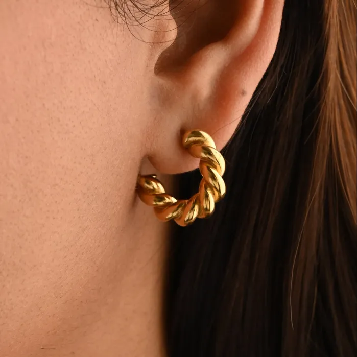 18K GoldFilled Twisted Open Hoop Earrings Jewelvers Earrings