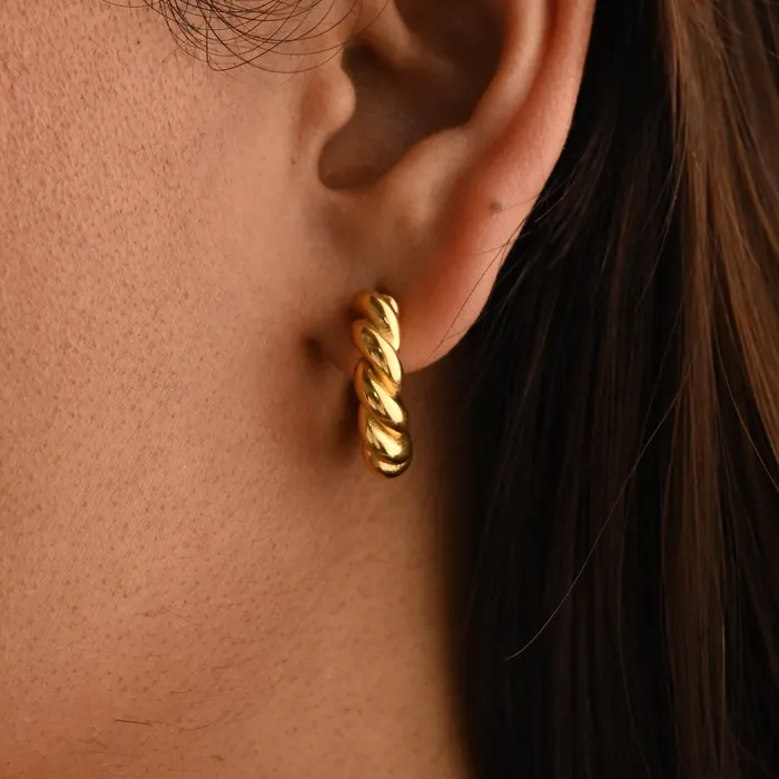 18K GoldFilled Twisted Open Hoop Earrings Jewelvers Earrings 18K GoldFilled Twisted Open Hoop Earrings Jewelvers Earrings