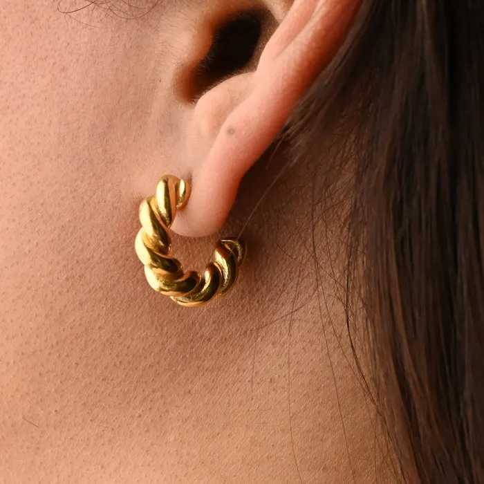 18K GoldFilled Twisted Open Hoop Earrings Jewelvers Earrings 18K GoldFilled Twisted Open Hoop Earrings Jewelvers Earrings