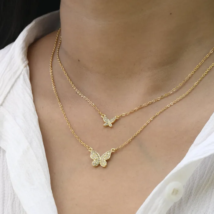 18K GoldFilled Zircon Layered Butterfly Necklace Jewelvers Necklaces 18K GoldFilled Zircon Layered Butterfly Necklace Jewelvers Necklaces