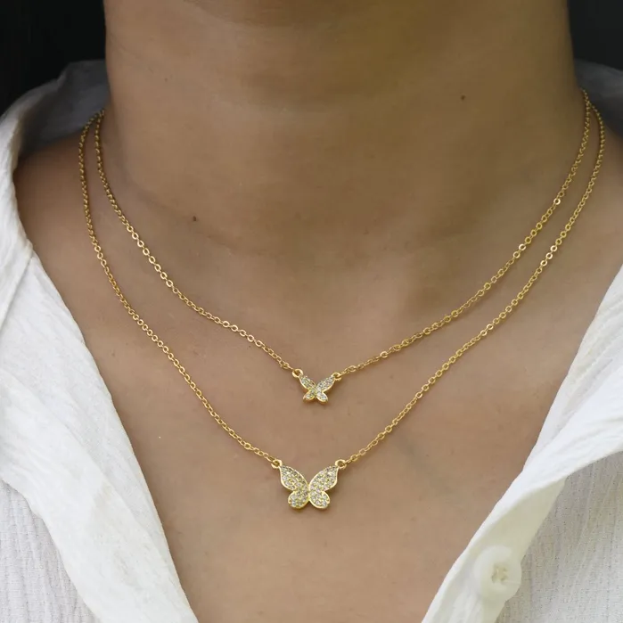 18K GoldFilled Zircon Layered Butterfly Necklace Jewelvers Necklaces 18K GoldFilled Zircon Layered Butterfly Necklace Jewelvers Necklaces