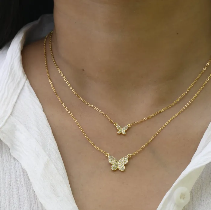 18K GoldFilled Zircon Layered Butterfly Necklace Jewelvers Necklaces 18K GoldFilled Zircon Layered Butterfly Necklace Jewelvers Necklaces