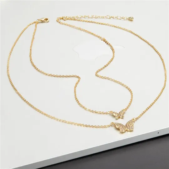 18K GoldFilled Zircon Layered Butterfly Necklace Jewelvers Necklaces 18K GoldFilled Zircon Layered Butterfly Necklace Jewelvers Necklaces