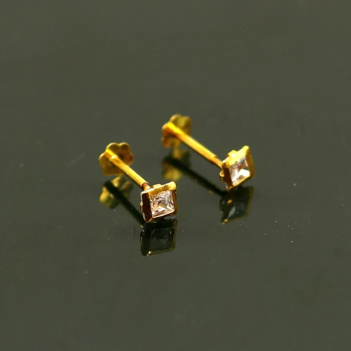 35mm or 4mm tiny single stone handmade 18kt yellow gold combo jewelry ear stud or nose stud baby stud cartilage jewelry er112 TRIBAL ORNAMENTS Earrings