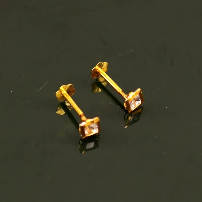 35mm or 4mm tiny single stone handmade 18kt yellow gold combo jewelry ear stud or nose stud baby stud cartilage jewelry er112 TRIBAL ORNAMENTS Earrings