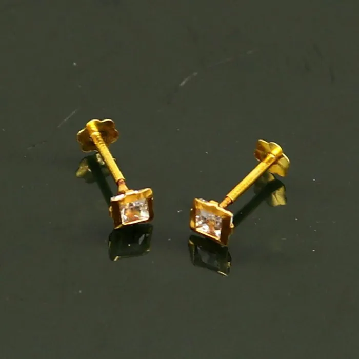 35mm or 4mm tiny single stone handmade 18kt yellow gold combo jewelry ear stud or nose stud baby stud cartilage jewelry er112 TRIBAL ORNAMENTS Earrings