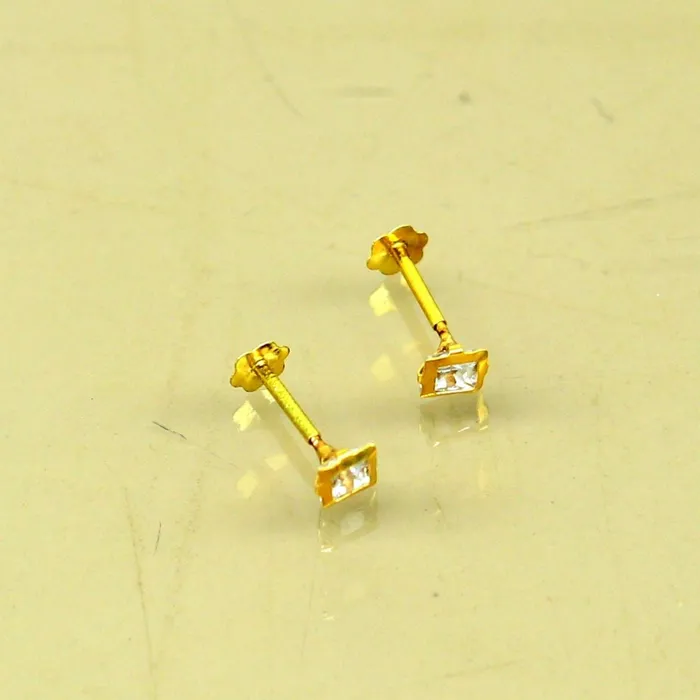 35mm or 4mm tiny single stone handmade 18kt yellow gold combo jewelry ear stud or nose stud baby stud cartilage jewelry er112 TRIBAL ORNAMENTS Earrings