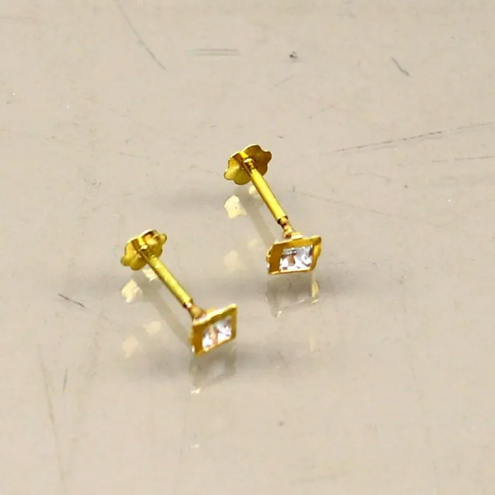 35mm or 4mm tiny single stone handmade 18kt yellow gold combo jewelry ear stud or nose stud baby stud cartilage jewelry er112 TRIBAL ORNAMENTS Earrings
