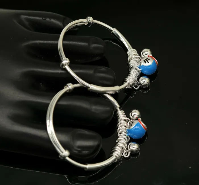 925 sterling silver adjustable charm bangle bracelet kada unisex kids baby bbk33 TRIBAL ORNAMENTS Bracelets