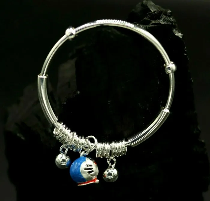 925 sterling silver adjustable charm bangle bracelet kada unisex kids baby bbk33 TRIBAL ORNAMENTS Bracelets