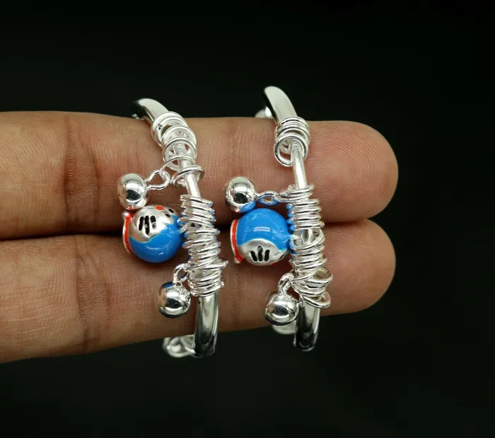 925 sterling silver adjustable charm bangle bracelet kada unisex kids baby bbk33 TRIBAL ORNAMENTS Bracelets