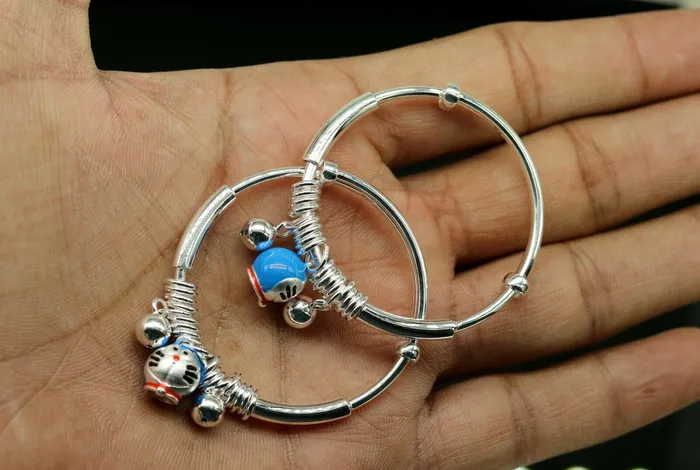 925 sterling silver adjustable charm bangle bracelet kada unisex kids baby bbk33 TRIBAL ORNAMENTS Bracelets