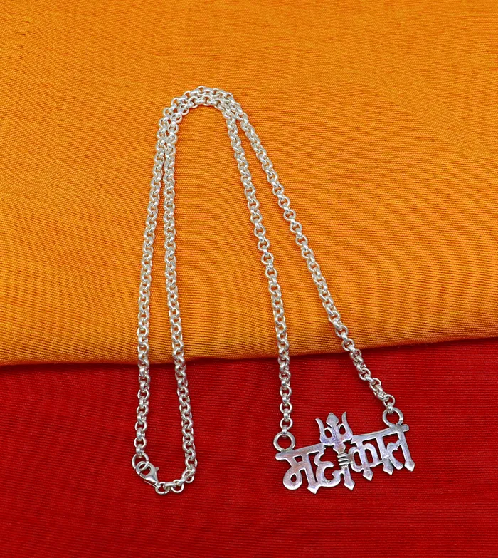 925 sterling silver handmade Lord shiva Mahakal Name pendant amazing stunning divine Mangalsutra necklace blessing shiva necklace set213 TRIBAL ORNAMENTS Necklaces