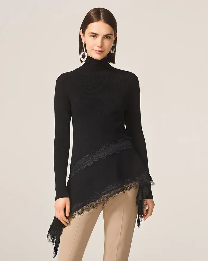 ADEAM Black Ashlee Knit Top Rings