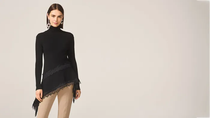 ADEAM Black Ashlee Knit Top Rings