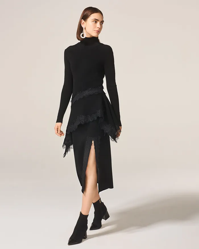 ADEAM Black Ashlee Knit Top Rings