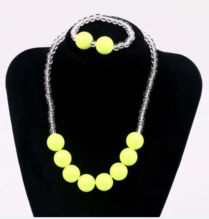 Alice Bracelets L22 Clear Yellow Beads Necklace Bracelet Set