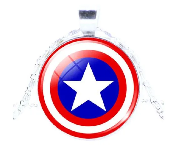 AZ646 Silver Star Shield Dome Necklace alice Necklaces