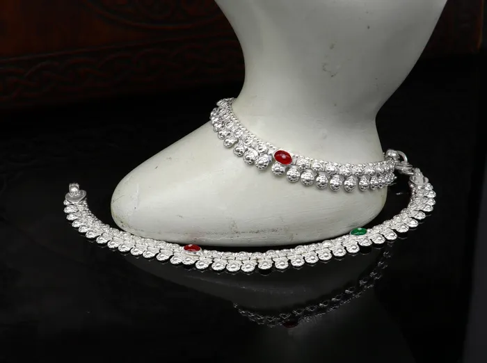 Bracelets TRIBAL ORNAMENTS 6 long Sterling silver handcrafted baby anklets gorgeous gift for new born baby anklets kids jewelry trendy stylish ankle bracelet ank269 Bracelets TRIBAL ORNAMENTS 6 long Sterling silver handcrafted baby anklets gorgeous gift for new born baby anklets kids jewelry trendy stylish ankle bracelet ank269